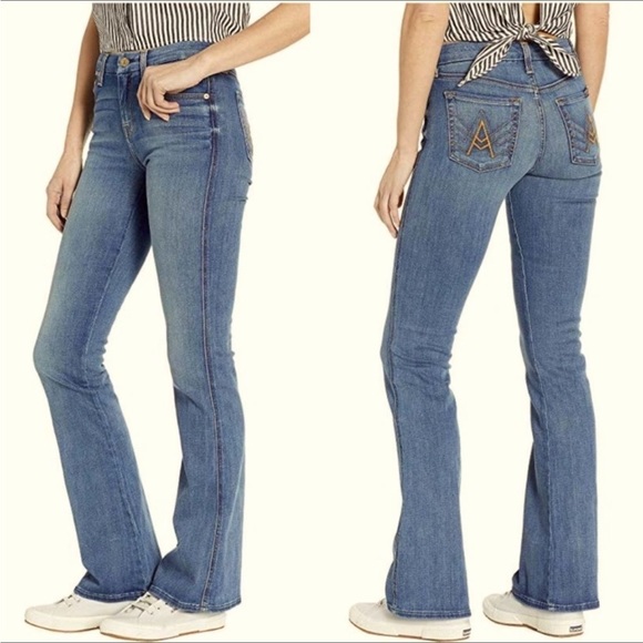 7 For All Mankind High Rise Flare Jeans - Picture 1 of 8